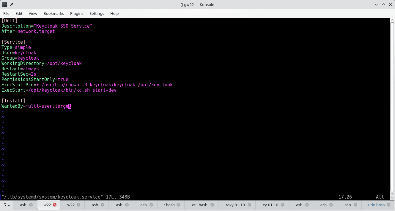 Keycloak systemd unit