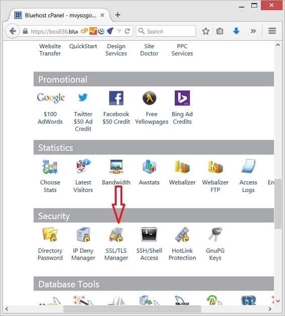 cPanel / Security section