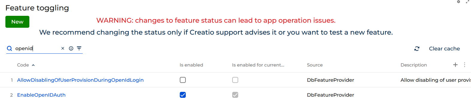 "Creatio Enable OIDC Flag"