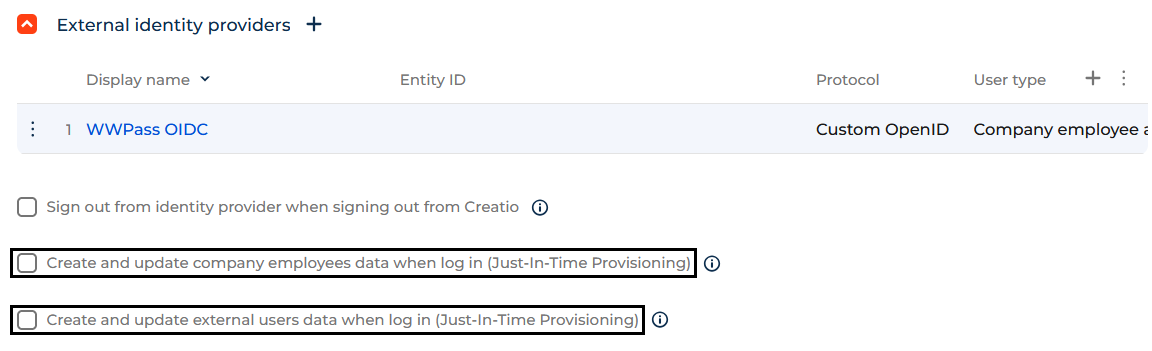"Just In Time Provisioning Box"