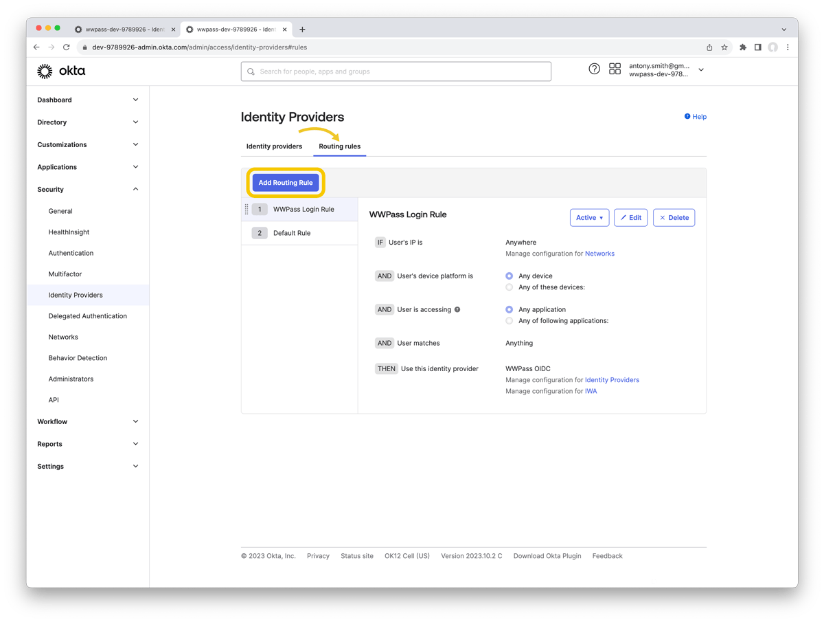 Example Routing Rule