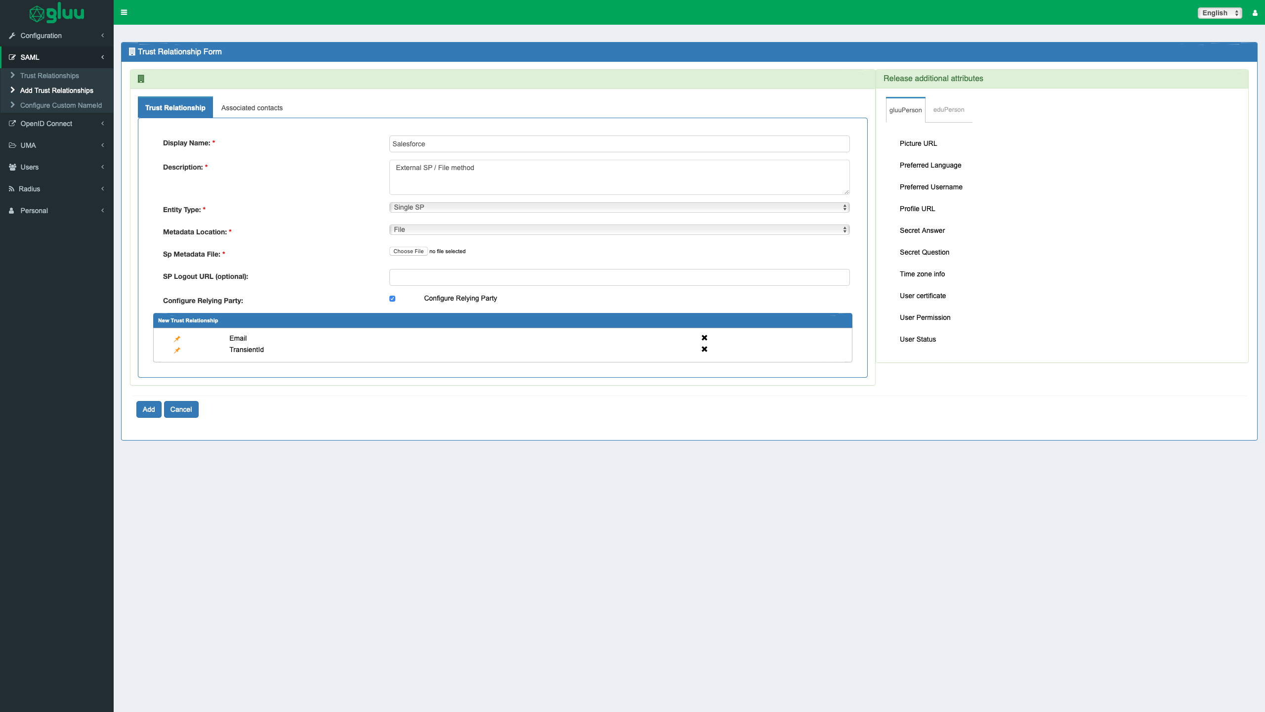 Adding Trust Relationship