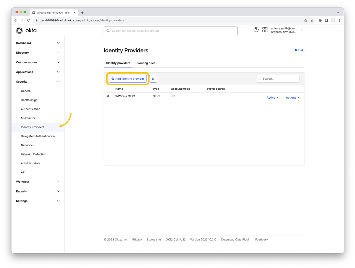 Security Identity Providers