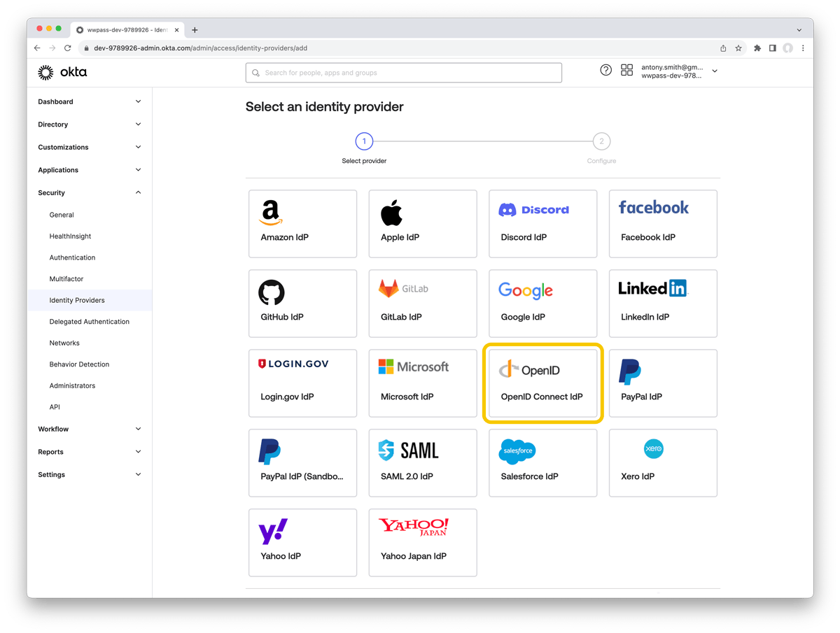 Security Identity Provider