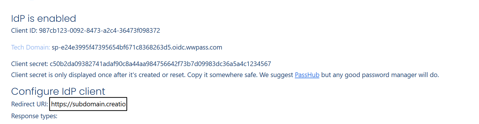 "WWPass IDP Config"