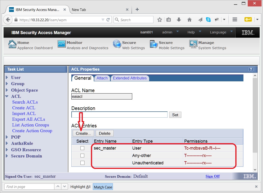 ISAM / WWPass set ACL properties