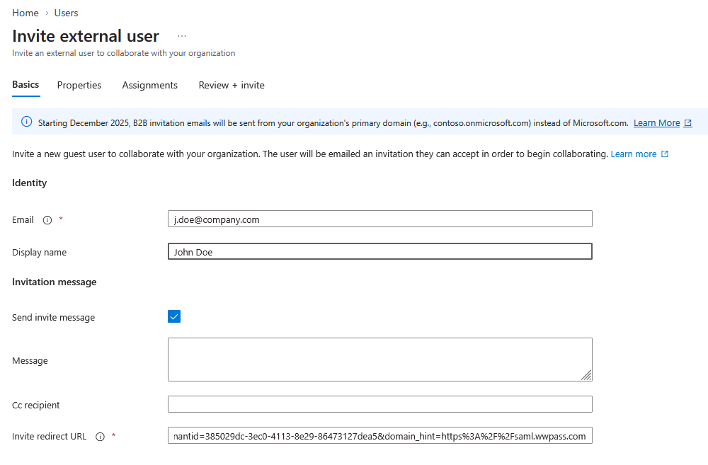 Invite External User