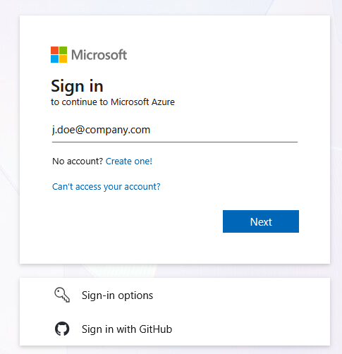 j.doe@company.com Portal Azure Login