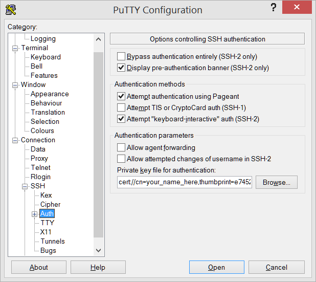 PuTTY Configuration