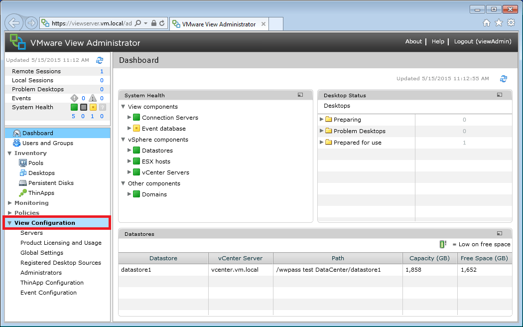 VMware View Administrator