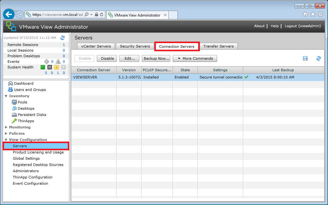 VMware View Administrator