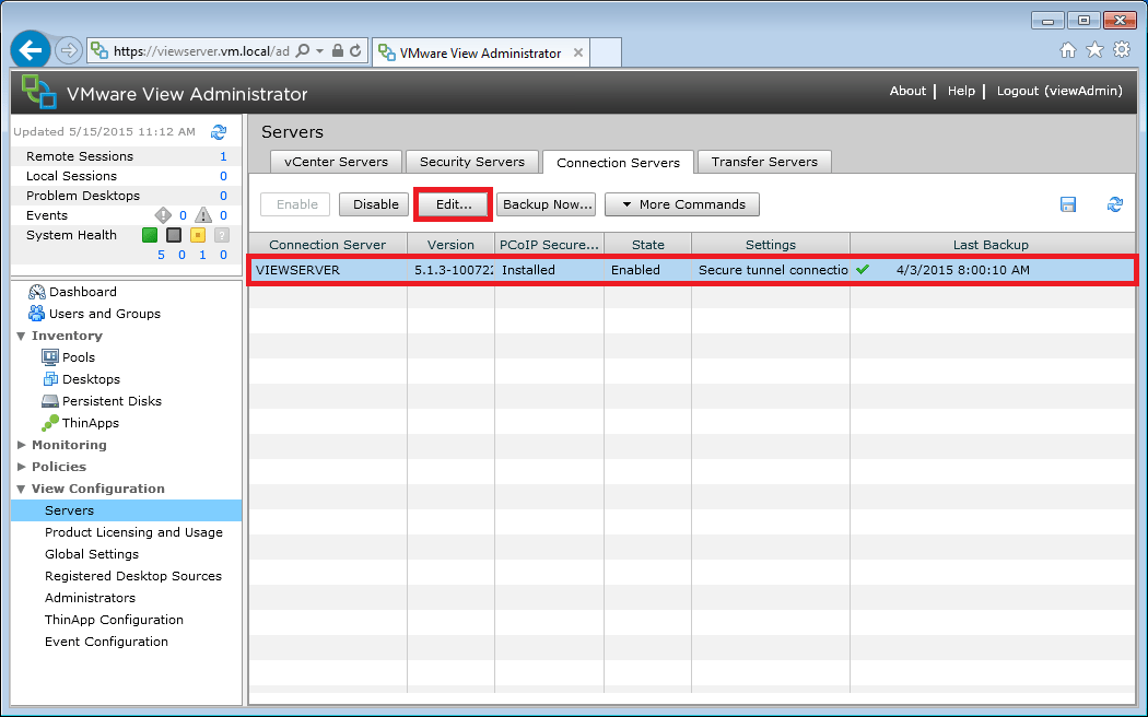 VMware View Administrator