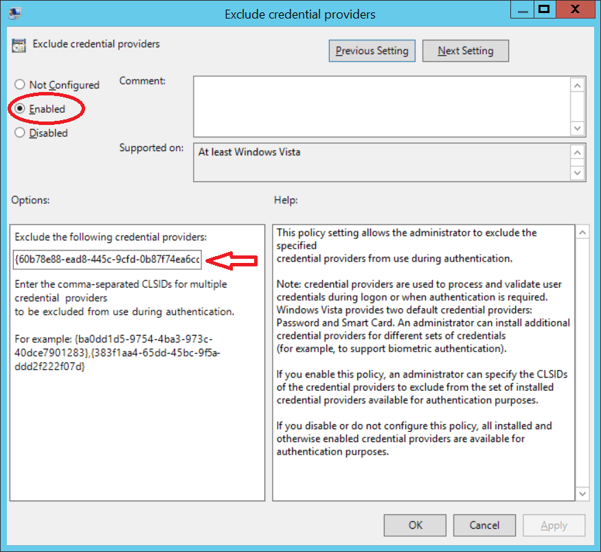 Exclude Credential Providers